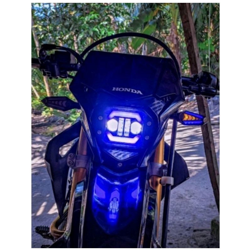 spakbor belakang crf 150l + headlamp depan led daymaker / stoplamp crf 150 plus lampu depan crf 150