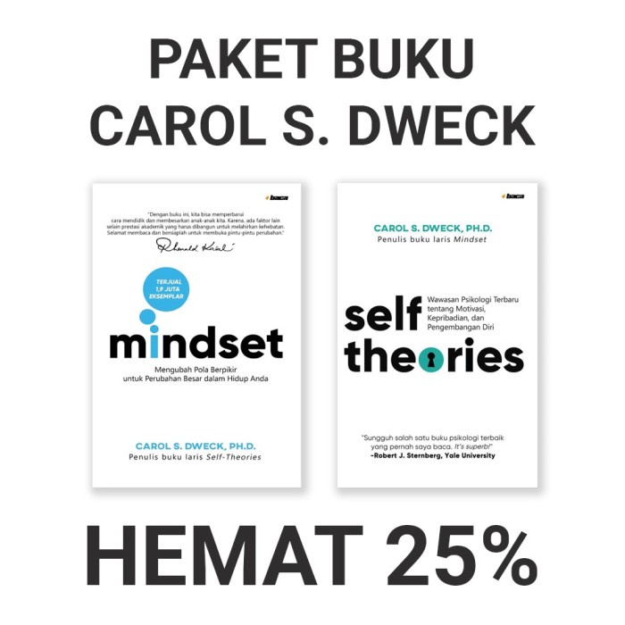 

PAKET BUKU CAROL S DWECK MINDSET, SELF THEORIES