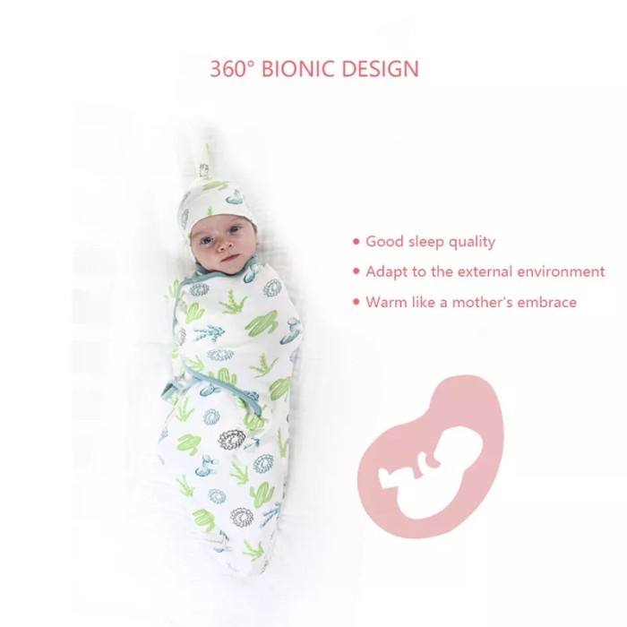 Bayi Bedong Instan Set Topi Bayi / Bedong Swaddle Wrap Bedong Tidur Bayi