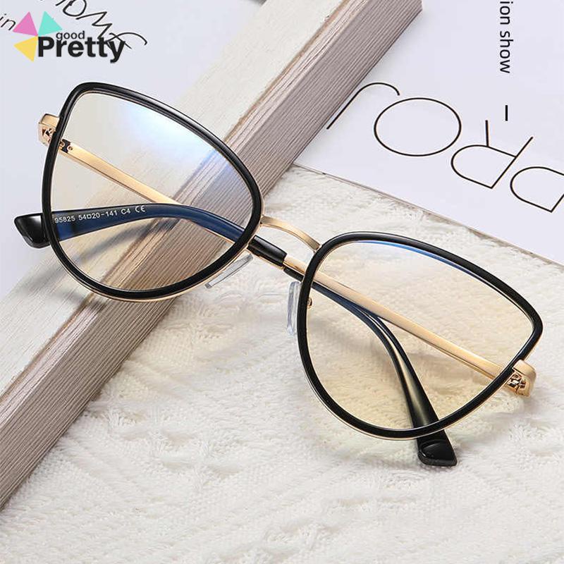 Kacamata Optik Populer kacamata Pemblokiran Cahaya Biru kacamata Retro Fashionable Wanita - PD
