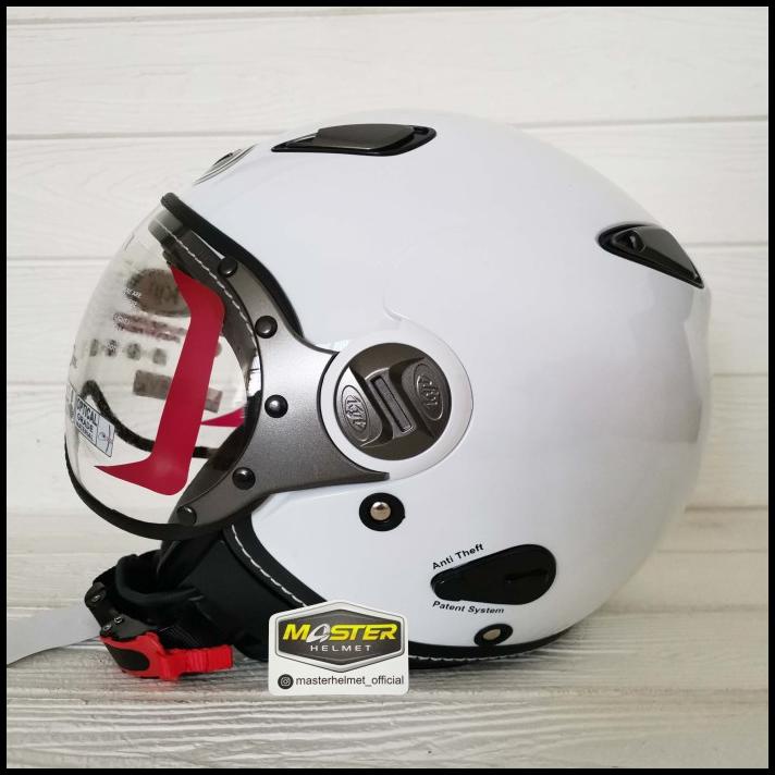 Helm Kyt Elsico Solid|Polos|White Glossy|Helm Retro Kyt Anti Maling