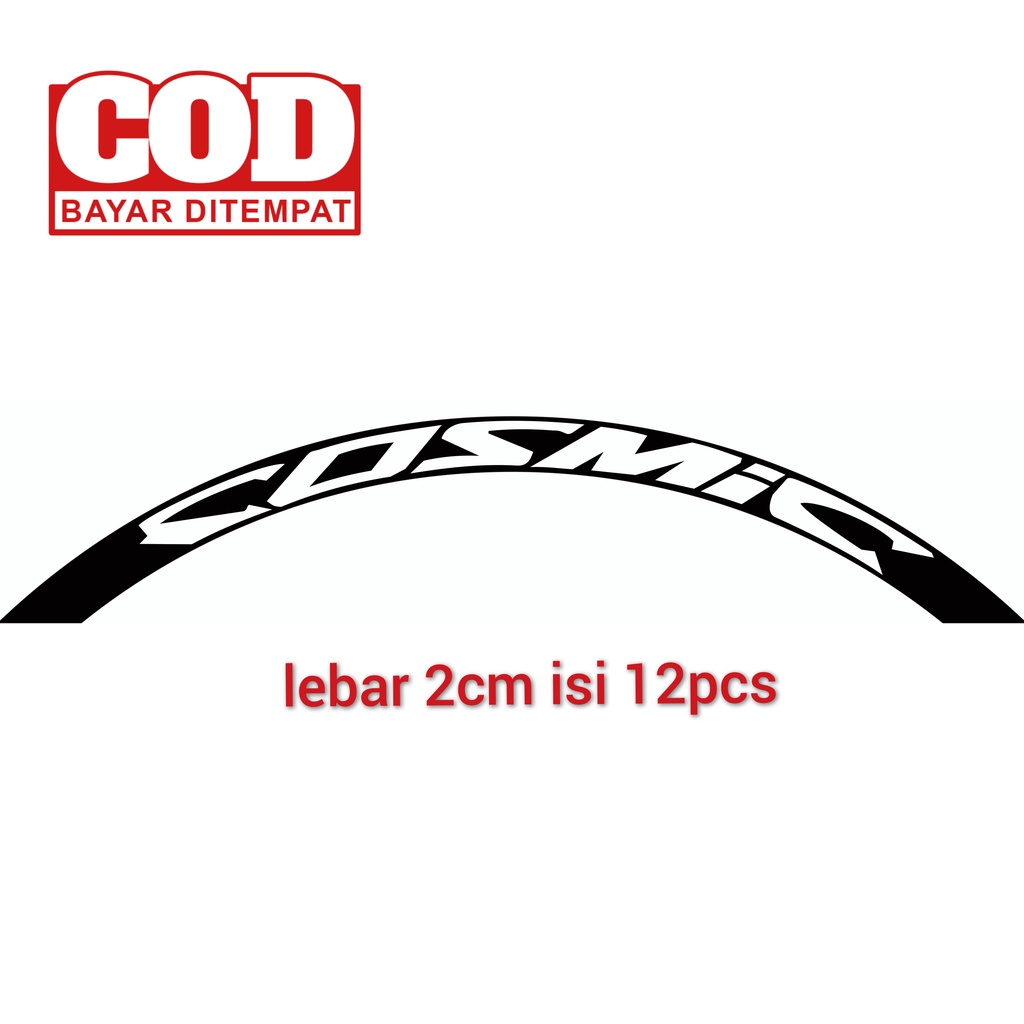 stiker velg pelek rims cozmic lebar 2cm isi 12pcs sepeda sepedah mtb gunung fixie ukuran 16 305 16 3