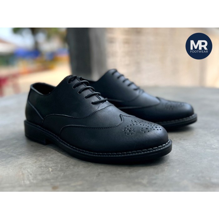 Sepatu Kulit Pria - Ibiza Wingtip Oxford Black Hitam - MR. Footwear (Pantofel Formal Kerja)