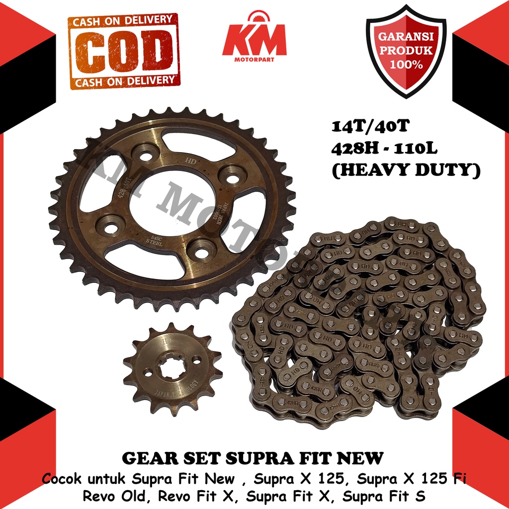 Gear Set Supra Fit New Supra X 125 Revo Old Revo Fit Revo 110 Paket Gir dan Rantai