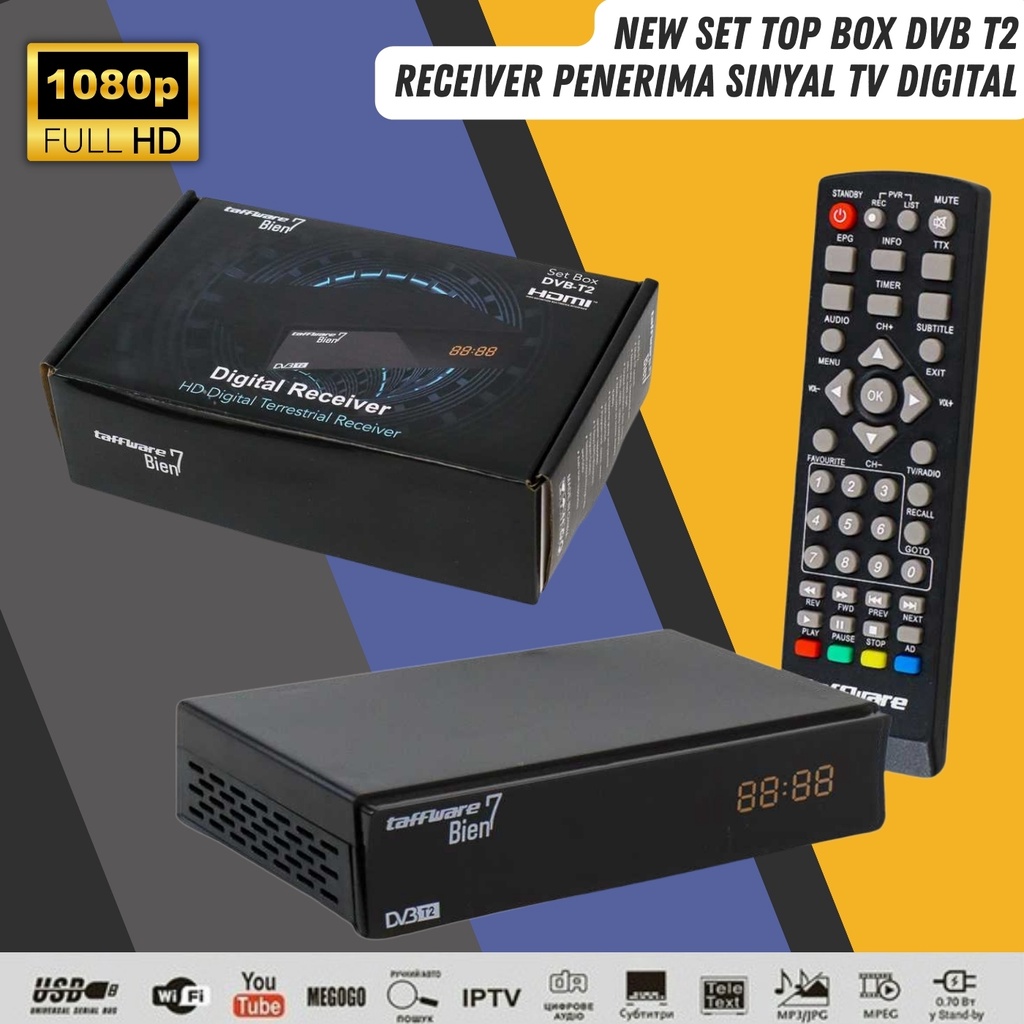 Set Box TV Digital STB DVB-T2 Penerima Siaran TV Digital Set Top Box STB DVB T2 Paket Set Box Siaran TV Digital HD