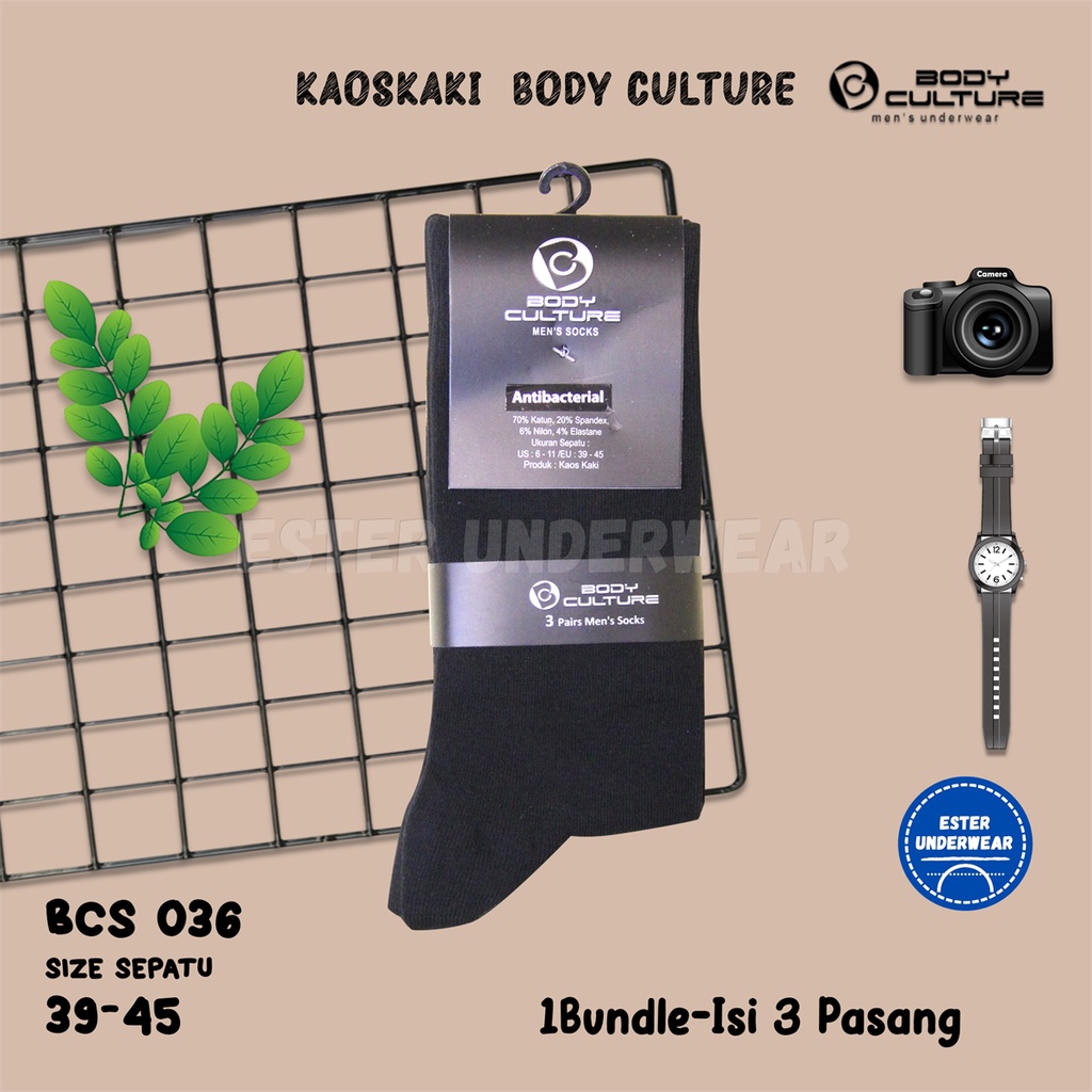 Kaos Kaki Casual Body Culture BCS036  Bundle Isi 3 Pasang