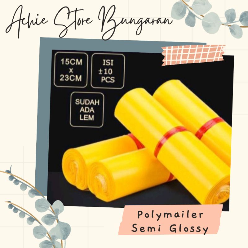 

10 pcs ~ Polymail 15x23cm YELLOW / Plastik Packing / Polymailer Kuning SEMI GLOSSY / Polymailer Olshop