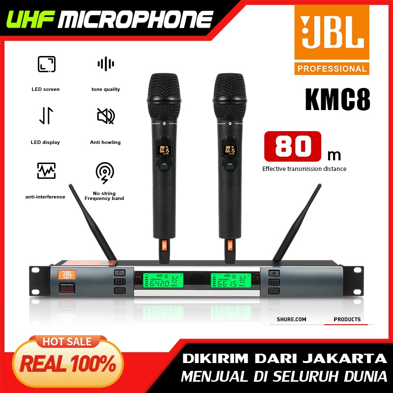 KMC8 Edisi Profesional Peningkatan Asli Satu Derek Dua Mikrofon Genggam Logam Nirkabel UHF Panggung KTV Acara Pernikahan Luar Ruangan Acara Karaoke Keluarga Rapat Bisnis Mikrofon Pelatihan Pidato