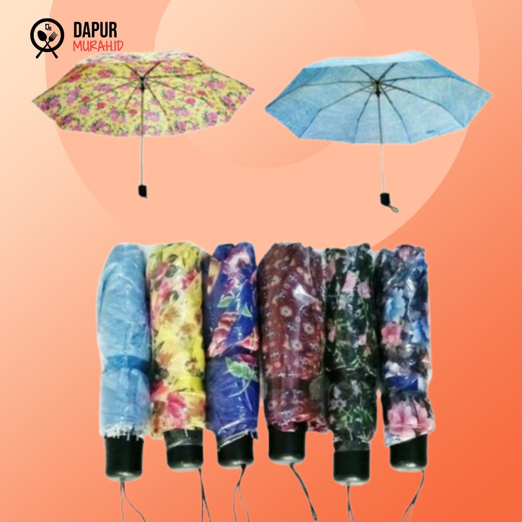 DM - Payung Lipat Motif Super Murah Kuat Kokoh Anti Angin Mini Pocket Umbrella Anti Hujan dan Panas 2 Winpu