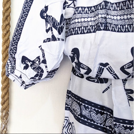 Jumpsuit Pendek dan Panjang Lengan Panjang Celana Panjang / Lengan Pendek Celana Pendek Bahan Rayon Motif Asmat Ethnic