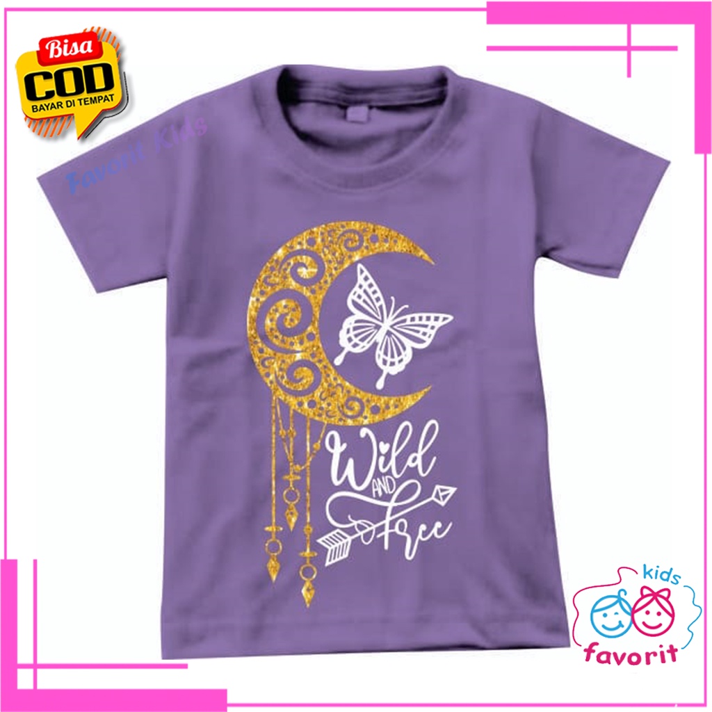 Favorit kids Baju kaos anak perempuan motif kupu kupu atasan lengan pendek