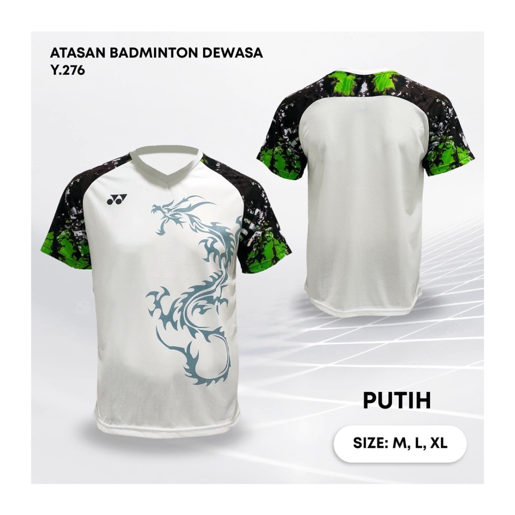 Kaos bulutangkis pria Y276 baju badminton atasan olahraga jersy wanita dewasa t-shirt outfit seragam kostum jersey casual suit pakaian jarsey oblong apparel sport jersi sudirman thomas uber cup bulu tangkis putih polos