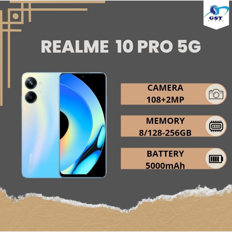 HP REALME 10 PRO 5G Ram 8+8gb, internal 256gb BERGARANSI RESMI 1 TAHUN