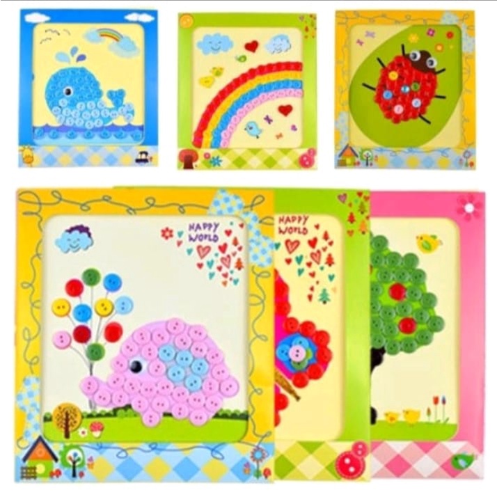 DIY PAINTING BUTTON STICKER MAINAN MENEMPEL KANCING EDUKASI ANAK