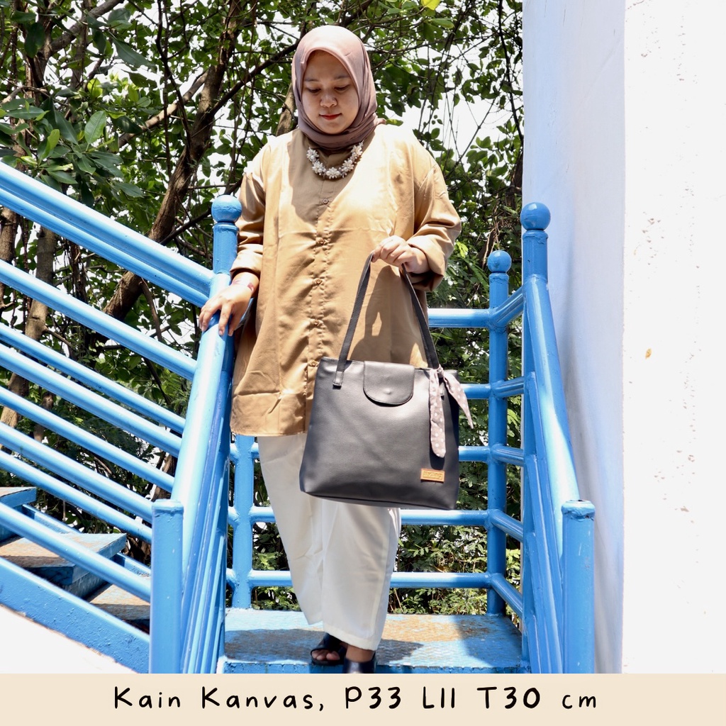 [TOTEBAG] Tas Vintage Bag Wanita lokal Style Original NEVSET - Kanvas Coklat Vintage TOTE Bag murmer kualitas