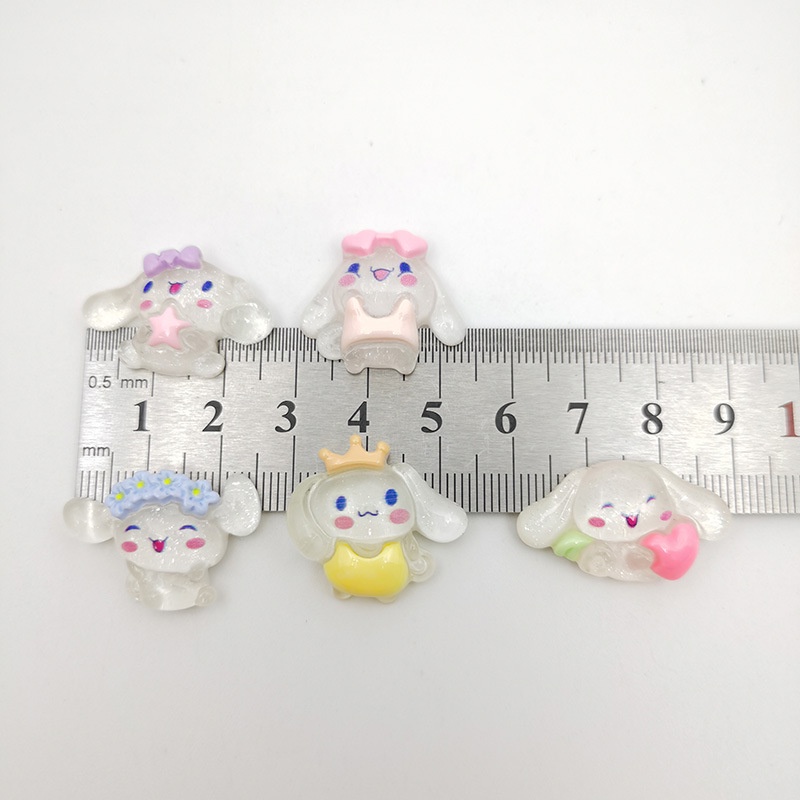 ( 5 PCS) RESIN CINNAMOROL BENING BLING BLING / RESIIN SANRIO CINNAMOROLL TRANSPARANT GLITER