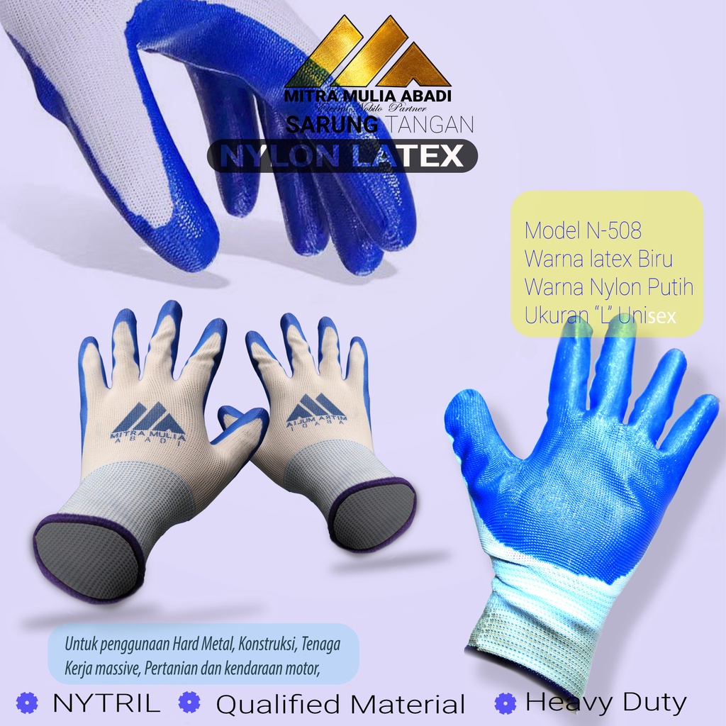 Sarung Tangan Latex Nylon Nitril Palmfit Gloves anti  Robek sarung tangan karet MMA