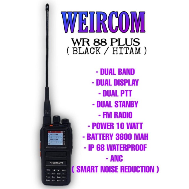 Ht weircom wr 808 dual band 10 watt original ip 68 waterproof