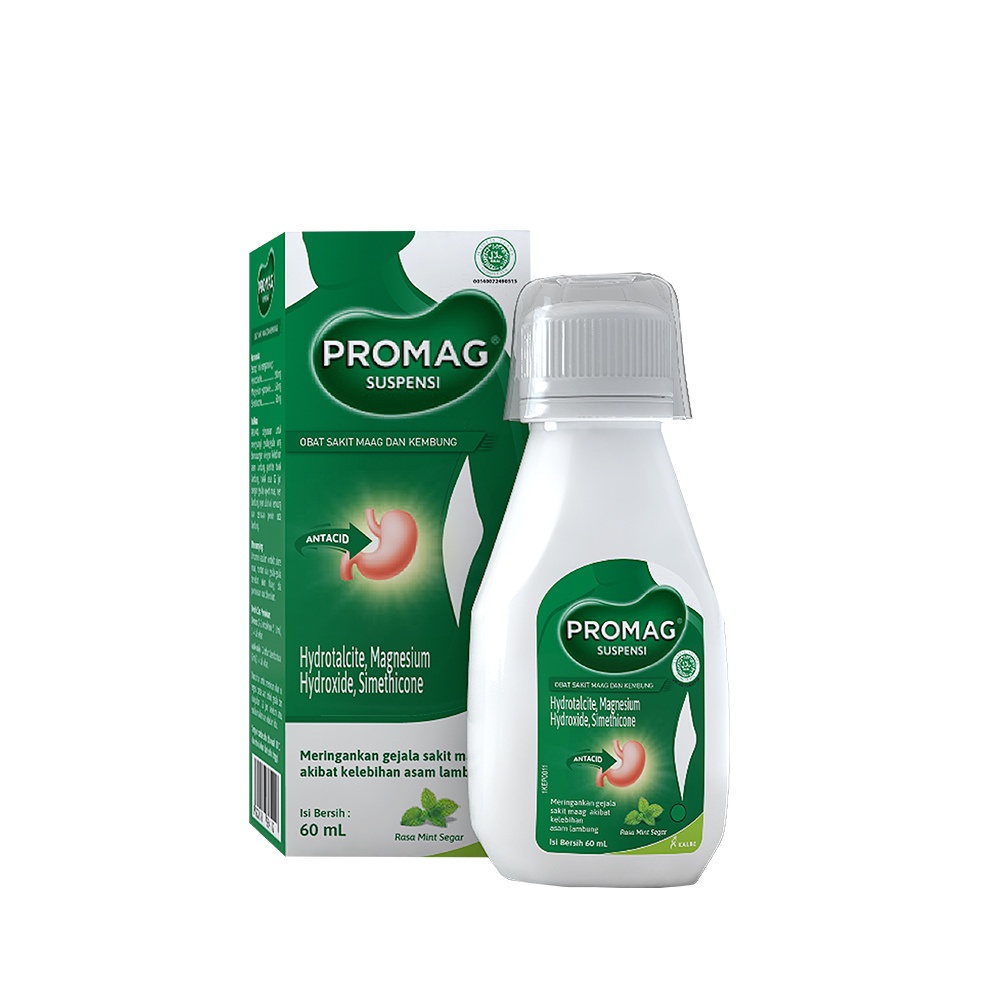 Promag Cair (Sirup Suspensi) Obat Maag dan Kembung kemasan Botol 60 mL