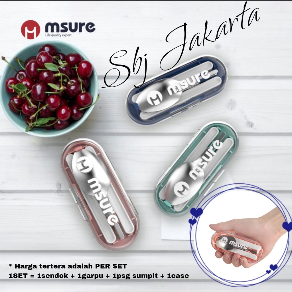 Set Alat makan Sendok Garpu Sumpit Msure Stainless SUS304 BPA Free untuk dewasa / anak