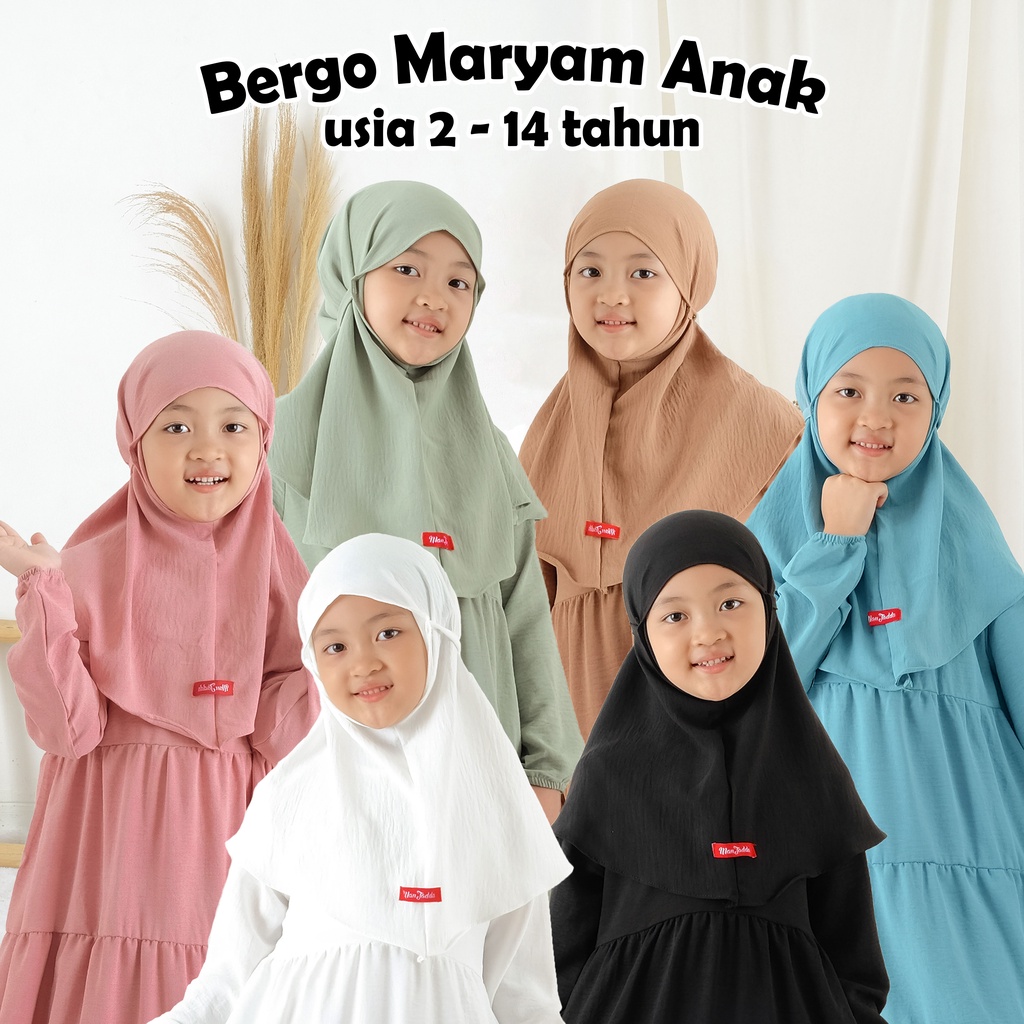 BERGO - S Man Jadda Hijab Anak Bergo Mariyam Crinkle Airflow Jilbab Instant Bergo Maryam Cringkle non pet size S dan M