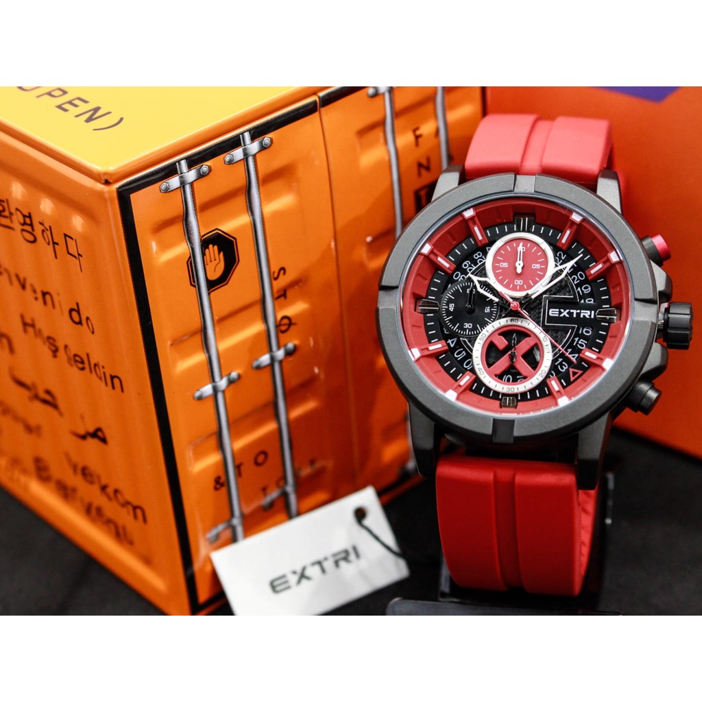 Jam Tangan Pria Extri X6064 Original Chronograph Aktif Include Box