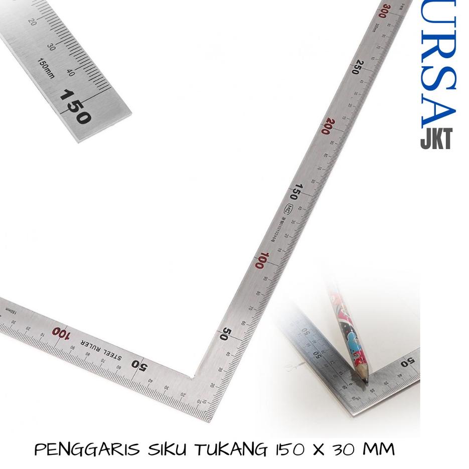 

45G☘ PENGGARIS SIKU 90 DERAJAT STAINLESS STEEL 30 CM ALAT PERTUKANGAN DUA SISI PRESISI Pasti Ada