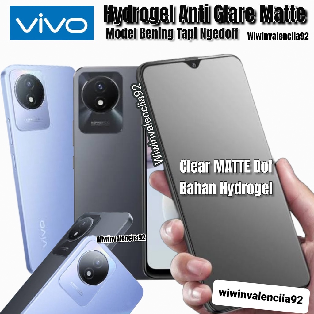 Hydrogel Jelly CUSTOM Vivo Y36 Y02 Y02T Y02s Y01 Y16 Y22 Y35 Hidrogel TPU Clear-Bening/Glossy/Bluelight Glosy/Blue Light Matte/A Glare-Minyak-OIL Mate Doff/Anti SPY Privacy-Tidak Bisa lihat Dari samping-Hitam-Gelap/kaca Full Cover Coveragel NFC 5G 4G S T