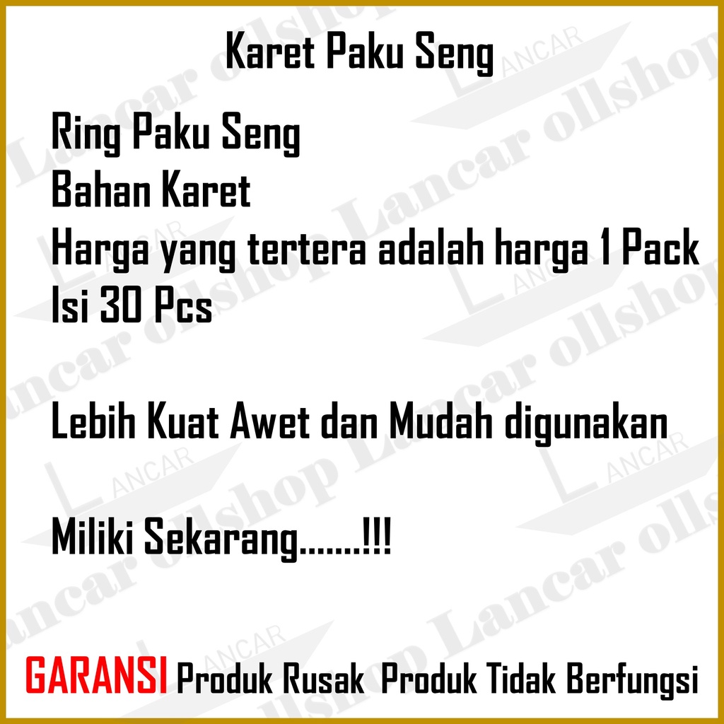 Karet Paku Payung Hitam / Karet Paku Seng Asbes / Ring Karet Paku Payung Seng Asbes