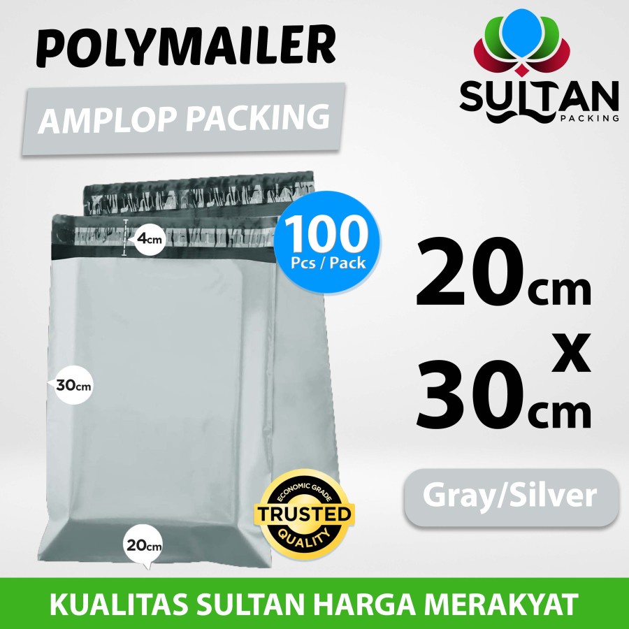 

Polymailer Pack GREY 20x30cm amplop Plastik Packing Olshop Ekonomis