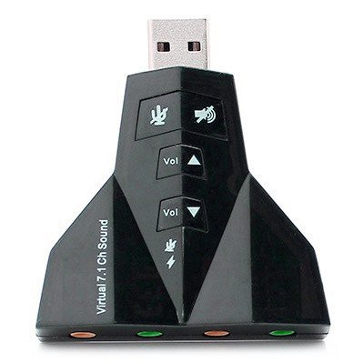 TISHRIC USB 2.0 to Virtual 7.1 Channel Audio Sound Card Adapter with China Chipset - PD-560 - Black