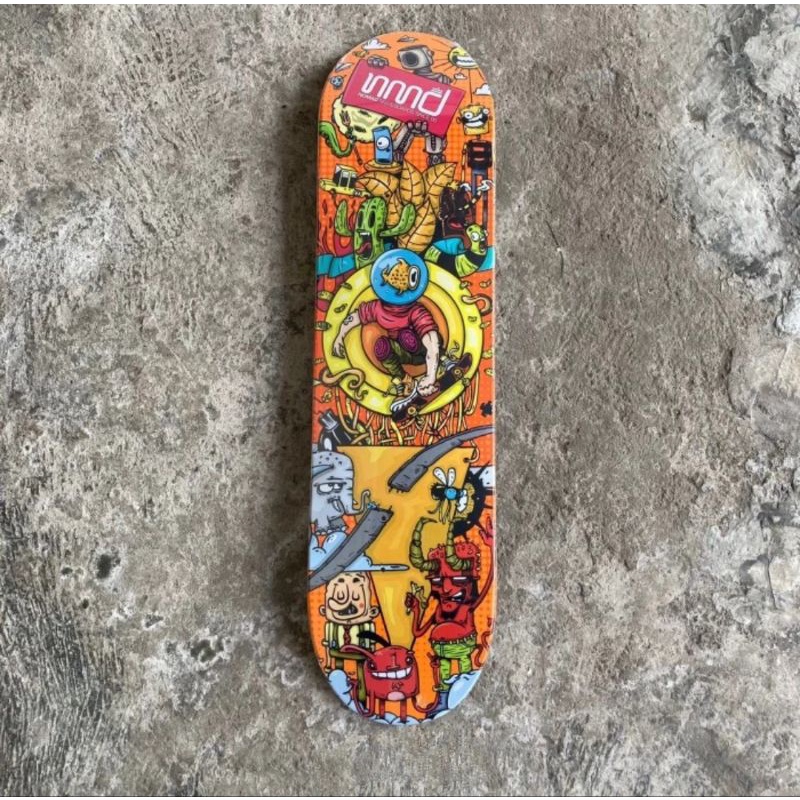 Skateboard deck nomad doodle orange size anak 7.3 7.5 8.0