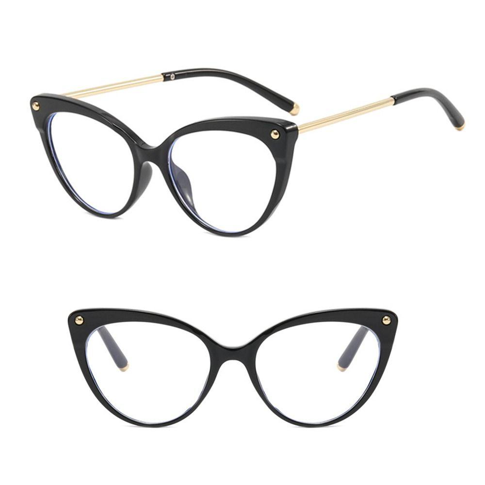 R-flower Rivet Cat Eye Glasses Women Eyeglasses Pelindung Mata Anti-Cahaya Biru Kacamata