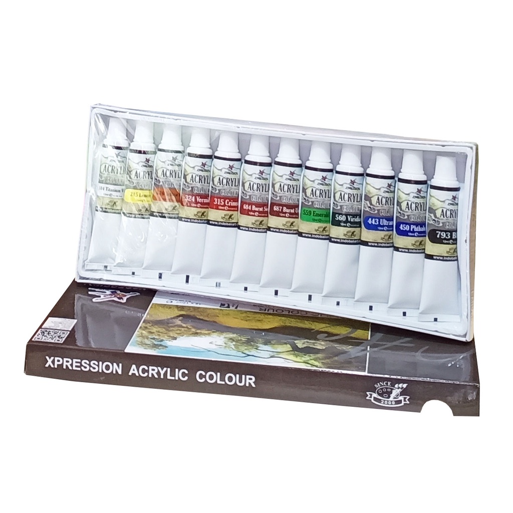 

Xpression Acrylic Paint Set 12 Warna x 12 ml | Cat Akrilik Lukis & Craft