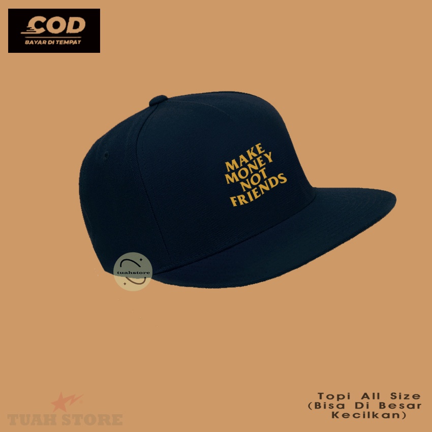 Topi Snapback Distro Logo MAKE MONEY GOLD