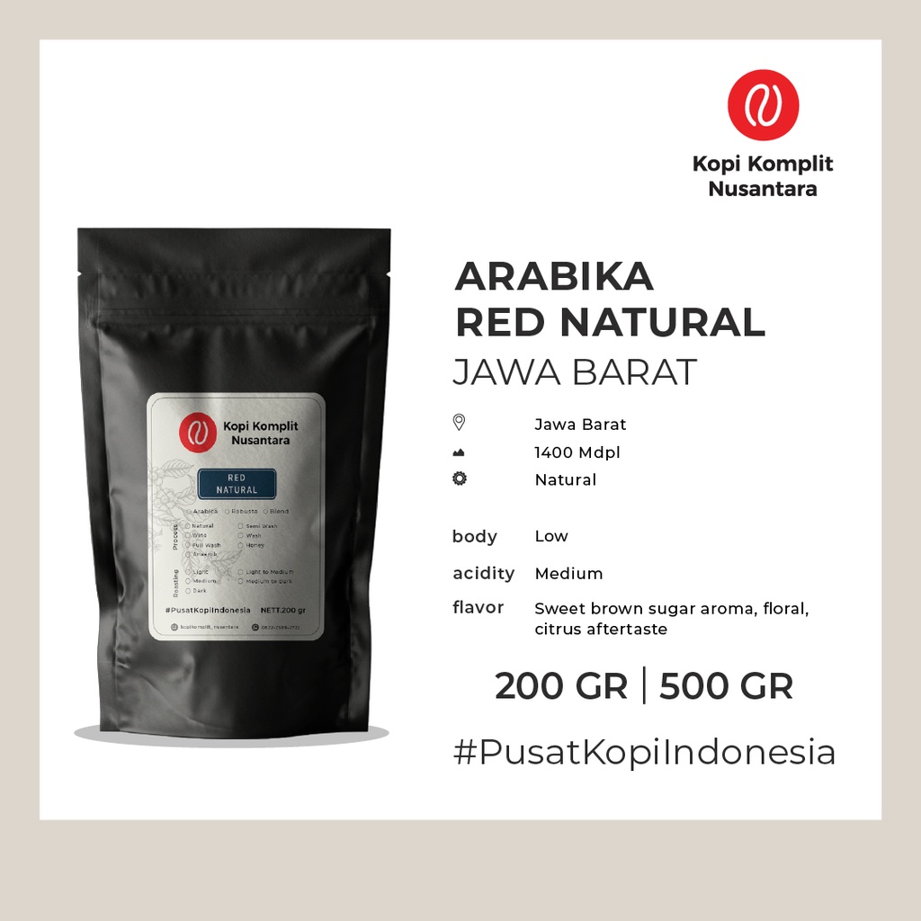 Jual KOPI ARABIKA RED NATURAL MEDIUM ROASTING - JAWA BARAT | Shopee ...