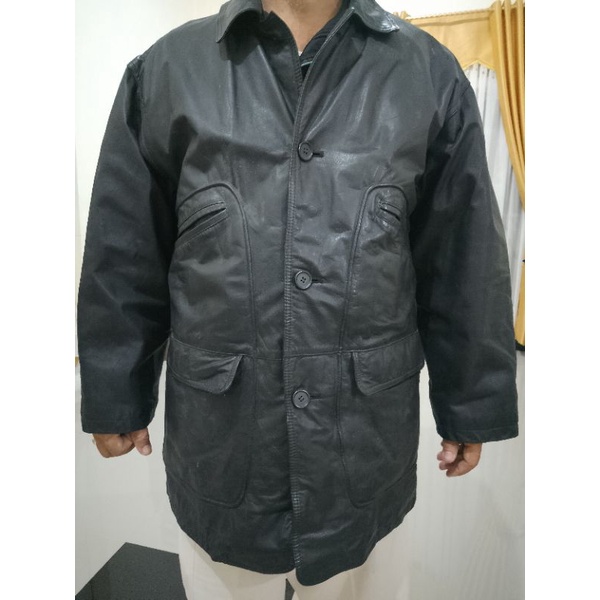 Jaket Kulit Seken Dewasa Jadul Hitam Polos