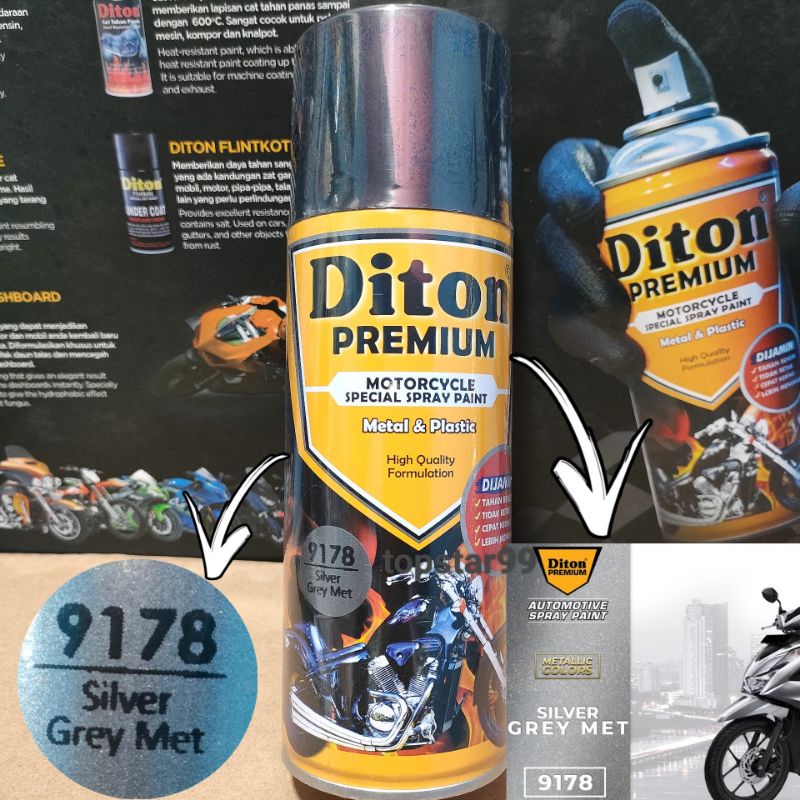 Pilok Pylok Cat Diton Premium Silver Abu Metalic (9178) Silver Grey Metalic 400cc. Tahan Bensin.