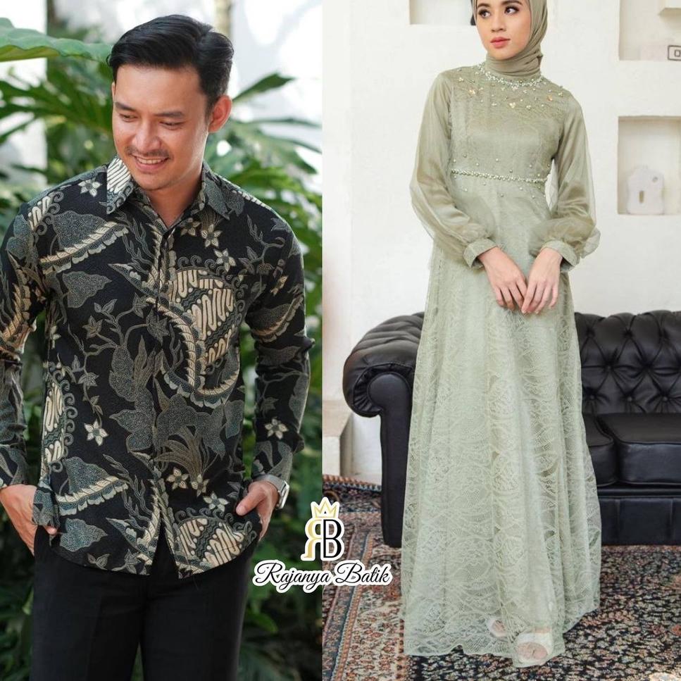 Terbaru 3.3 COUPLE DRESS NADINE WARNA SAGE EXLUSIVE DRESS MODERN BAJU BUSANA MUSLIM SARIMBIT RAMADHA