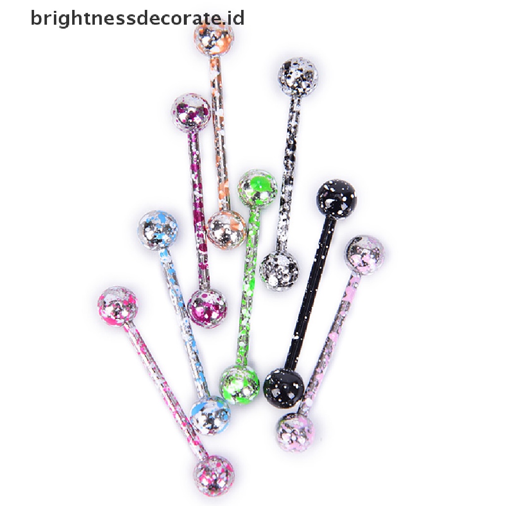 [Birth] 8pcs/set Mix Perhiasan Tubuh Cincin Lidah Bola Stainless Steel Warna-Warni [ID]