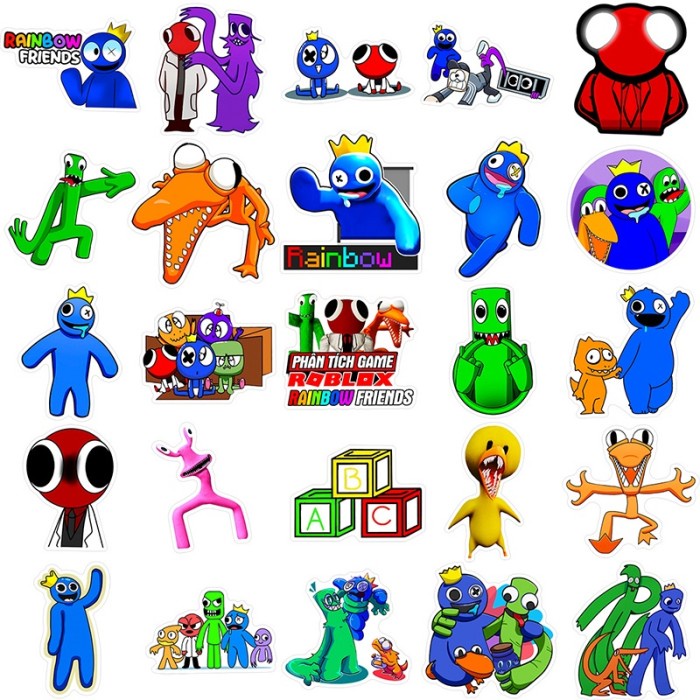 

50 Pcs Stiker Desain Roblox Rainbow Friends Tahan Air Reusable Untuk D