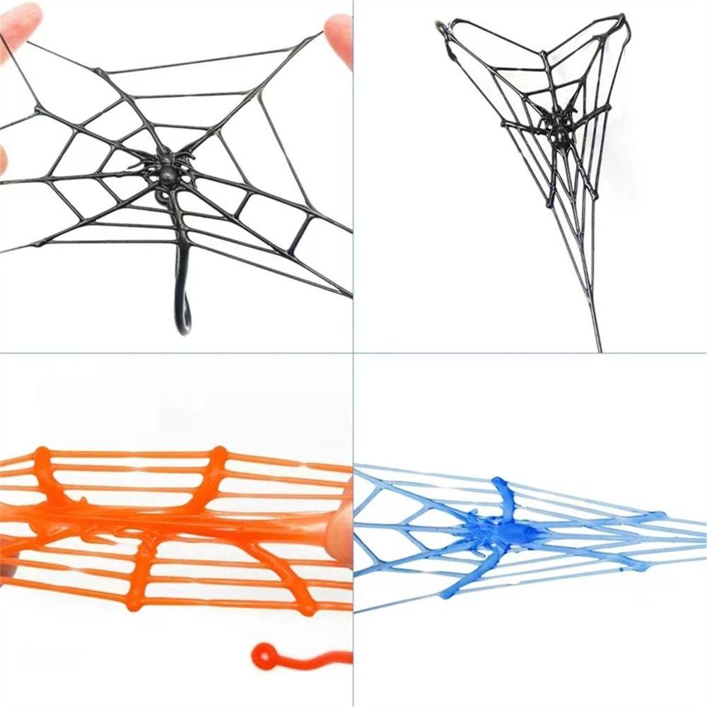 Lanfy 10pcs Sticky Spider Web Lucu Novelty Mainan Anak Pinata Fillers Halloween Untuk Anak Elastis Spider Web