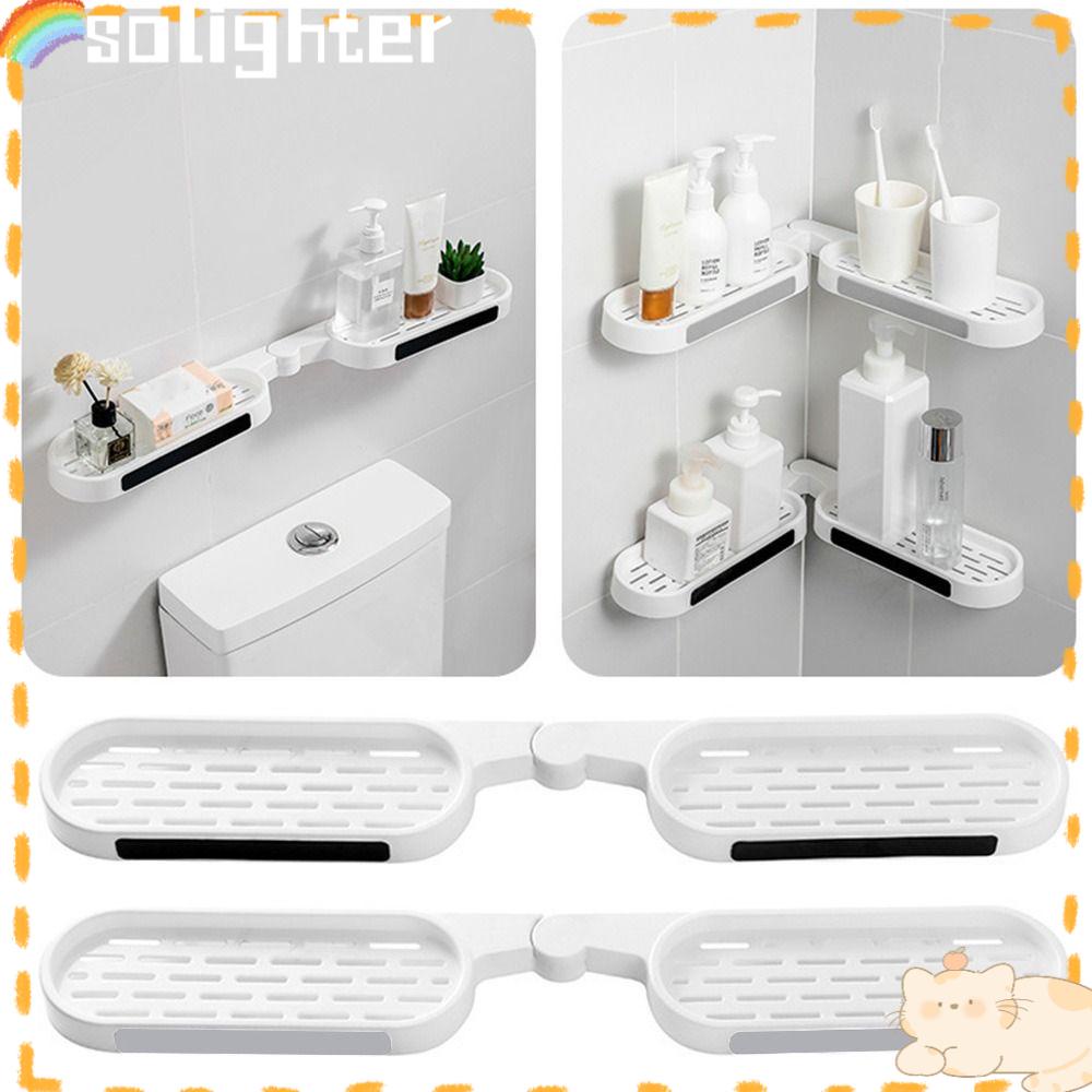 Solighter Rak Putar Kamar Mandi Toilet Baru Wastafel Foldable Drain Soap Shelves