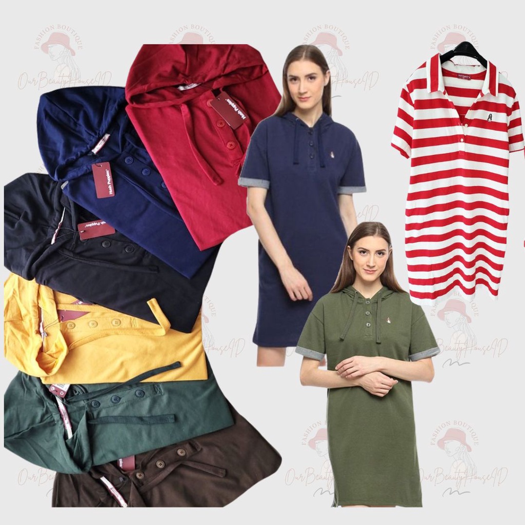 HUSH PUPPIES Romina Hoodie Polo Stripe Red Dress