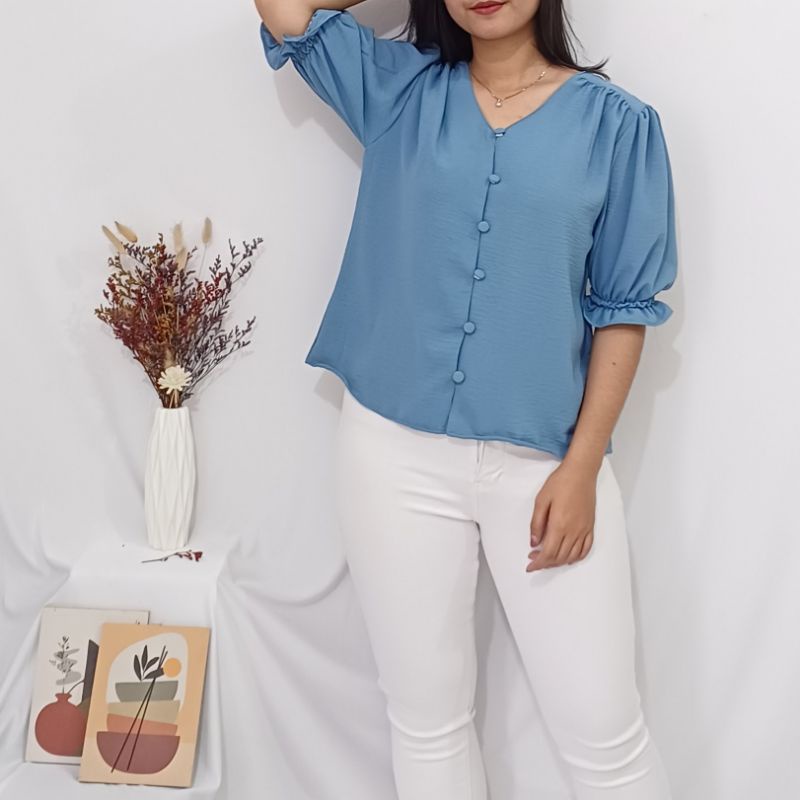 YURI CRINKLE BLOUSE - Blouse wanita crinkle