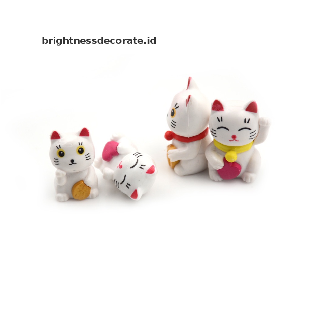 [Birth] 4pcs Kartun Kucing Keberuntungan Lanskap Mikro Dekorasi Taman Miniatur Ornamen [ID]