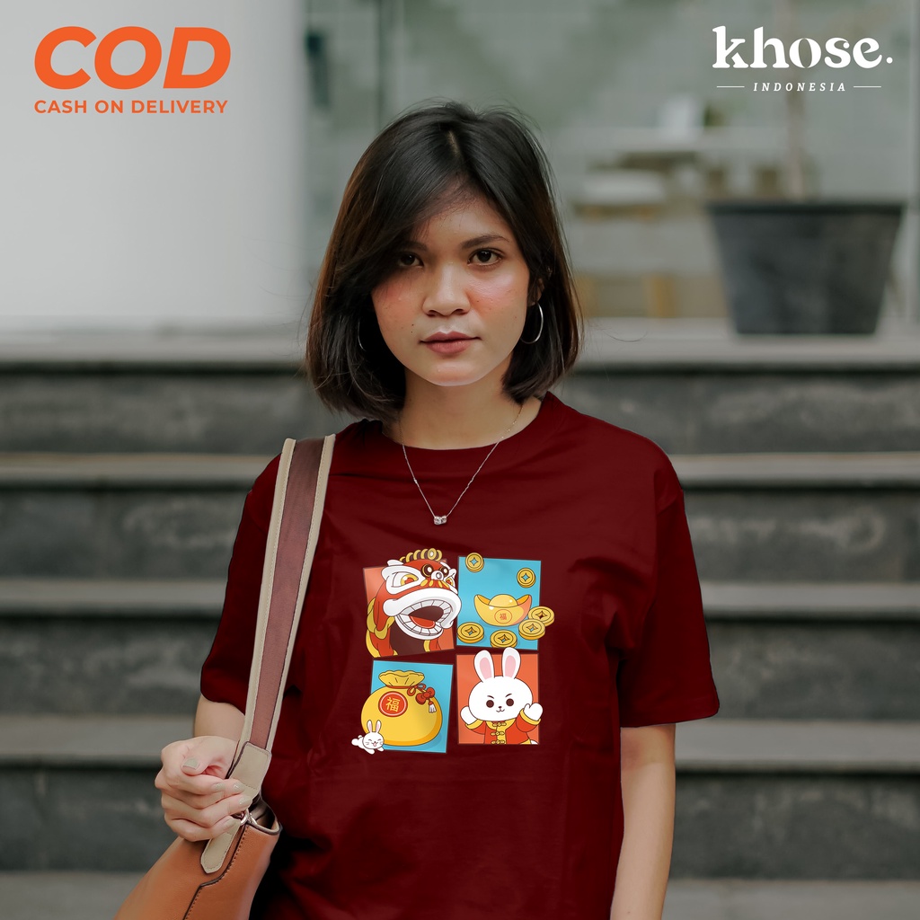 KHOSE Kaos Unisex Dewasa Couple CHINESE NEW YEAR 2023 RABBIT EDITION Size S-XXL / Kaos Keluarga