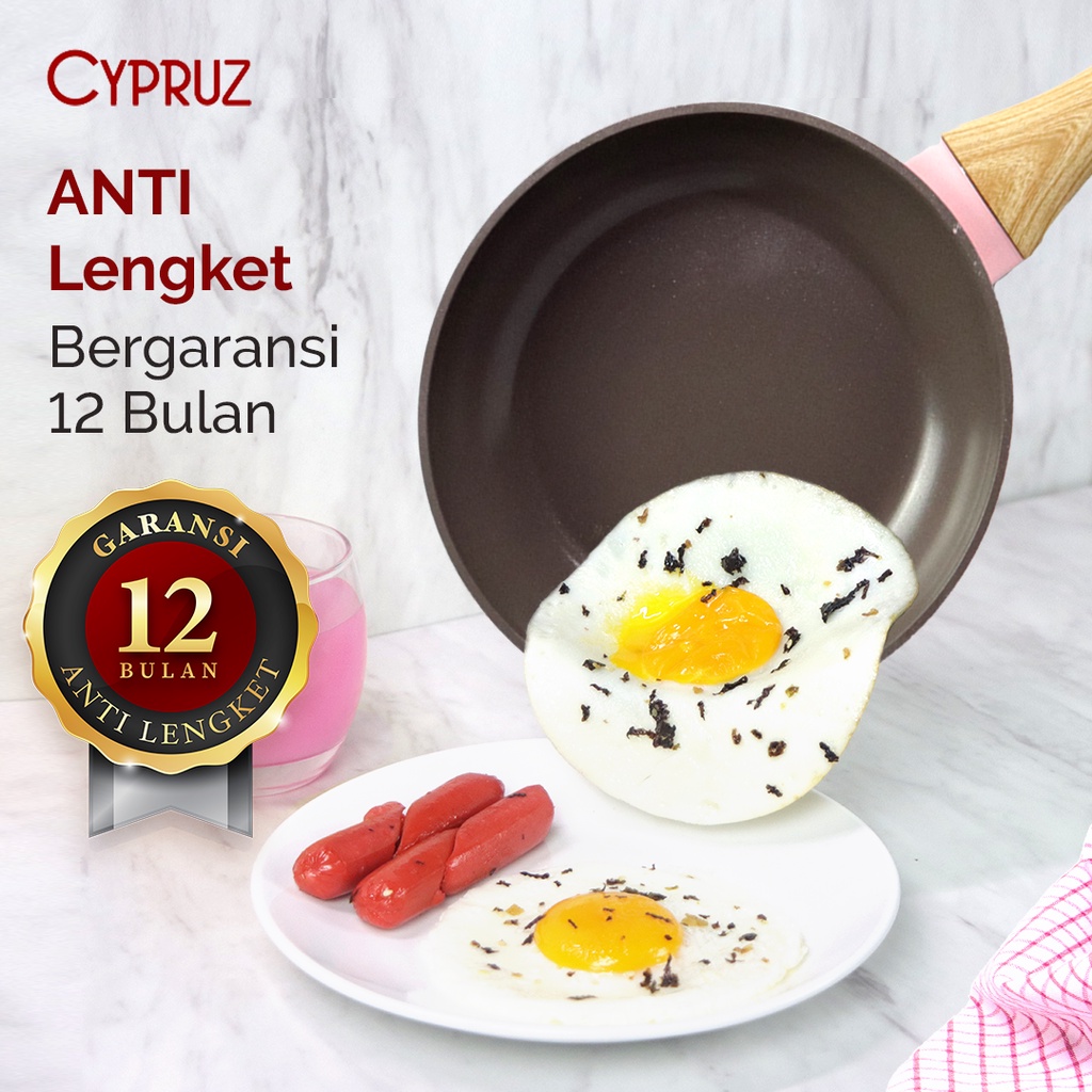 Cypruz Wajan Penggorengan Anti Lengket Fry Pan Pink Ceramic Series