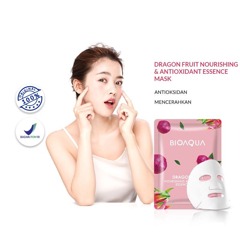 BIOAQUA Sheet Mask Dragon Fruit Brightening Moisturizing Antioxidant &amp; Anti Aging Skin Care Masker Wajah Sachet 100% Original