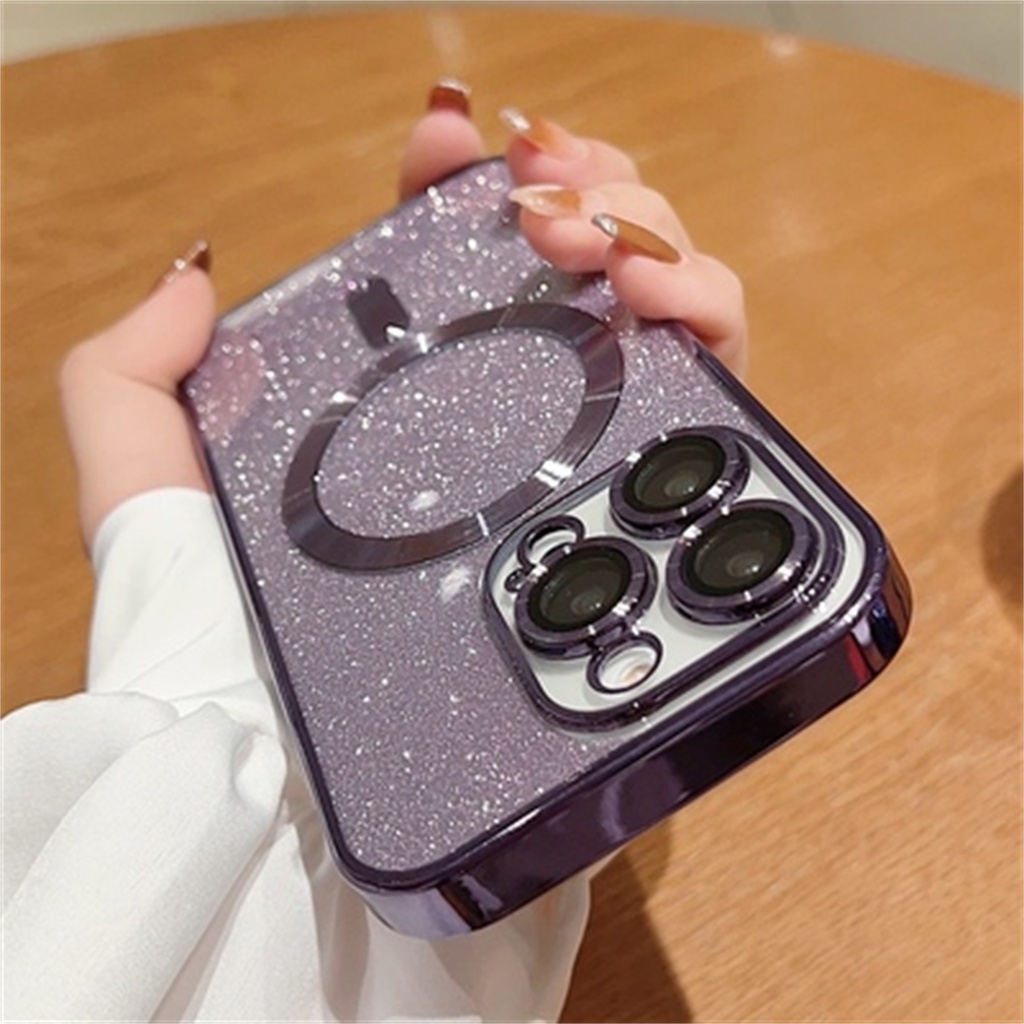 Casing Lensa Proteksi Kamera Mewah iPhone 14 Pro Max Plus case iPhone 13 12 11 Pro Max metal magnetic Kedip Perlindungan shock Penuh soft case